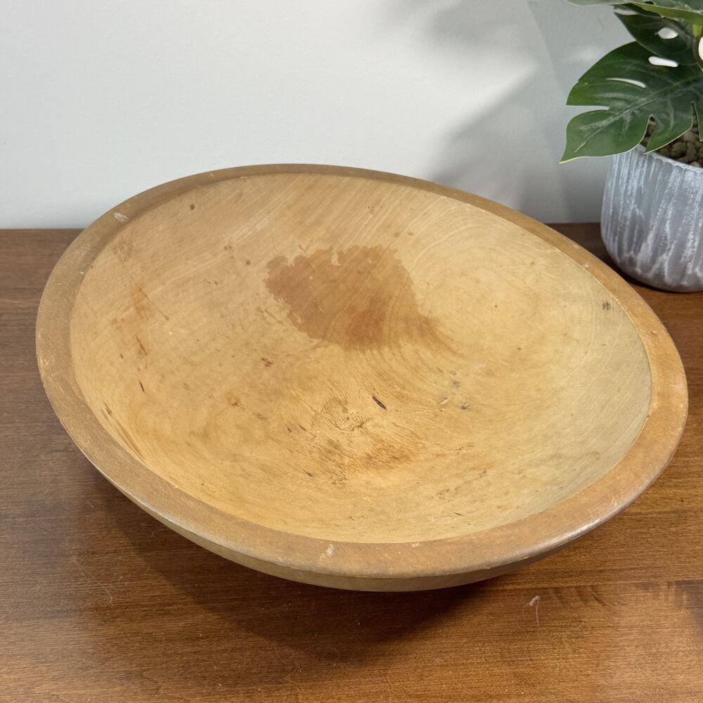 Vintage Primitive Wooden Dough Bowl Trencher Farmhouse Decor Rustic Wood